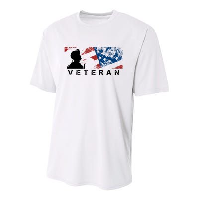 Veteran Vintage American Flag, Veterans Day Youth Performance Sprint T-Shirt