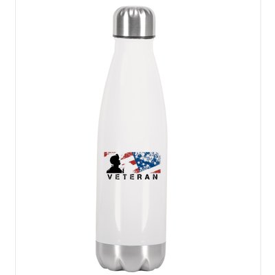 Veteran Vintage American Flag, Veterans Day Stainless Steel Insulated Water Bottle