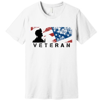 Veteran Vintage American Flag, Veterans Day Premium T-Shirt