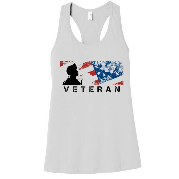 Veteran Vintage American Flag, Veterans Day Women's Racerback Tank