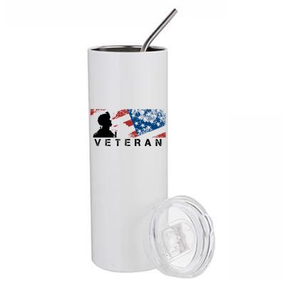 Veteran Vintage American Flag, Veterans Day Stainless Steel Tumbler