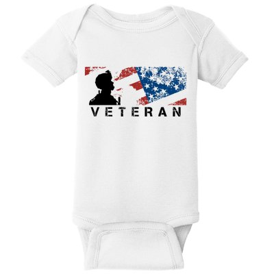 Veteran Vintage American Flag, Veterans Day Baby Bodysuit