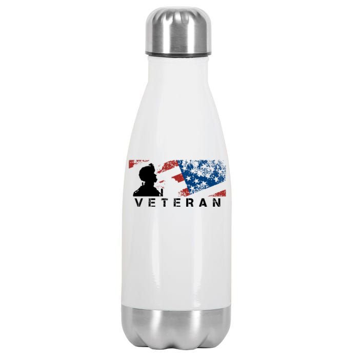 Veteran Vintage American Flag, Veterans Day Stainless Steel Insulated Water Bottle