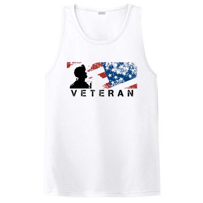 Veteran Vintage American Flag, Veterans Day PosiCharge Competitor Tank