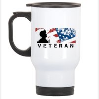 Veteran Vintage American Flag, Veterans Day Stainless Steel Travel Mug