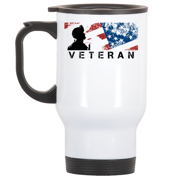 Veteran Vintage American Flag, Veterans Day Stainless Steel Travel Mug