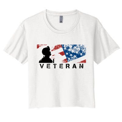 Veteran Vintage American Flag, Veterans Day Crop Top