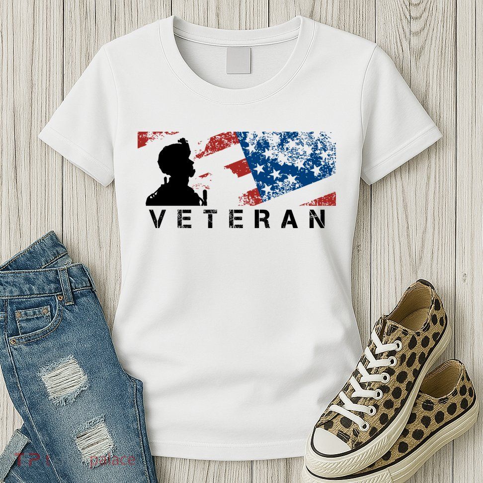 Veteran Vintage American Flag, Veterans Day Women's T-Shirt