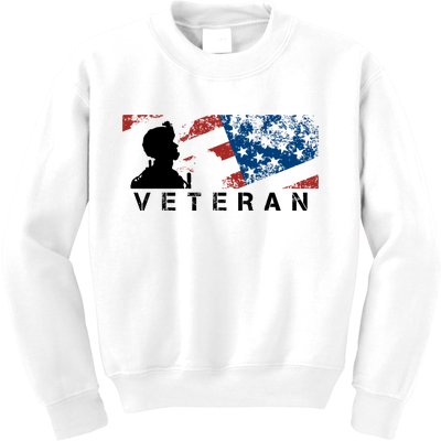 Veteran Vintage American Flag, Veterans Day Kids Sweatshirt