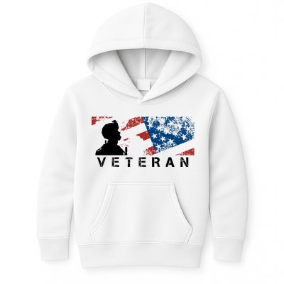 Veteran Vintage American Flag, Veterans Day Kids Hoodie