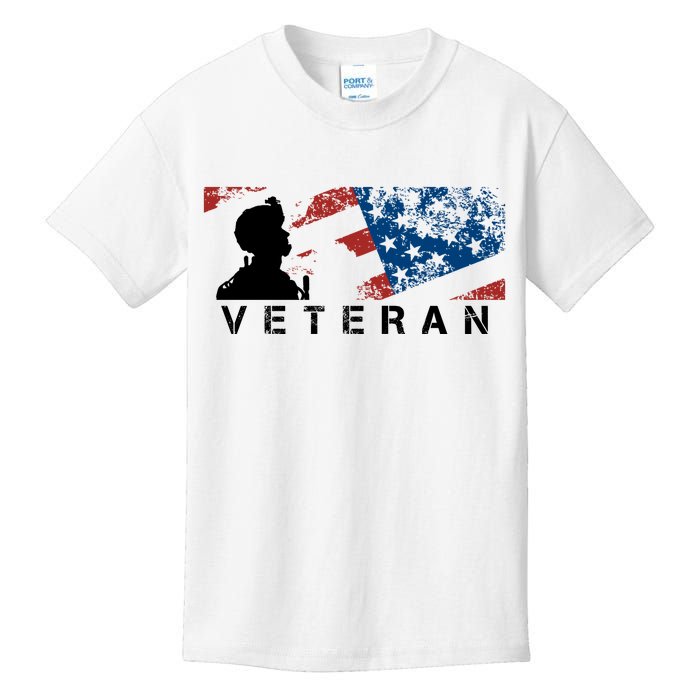 Veteran Vintage American Flag, Veterans Day Kids T-Shirt