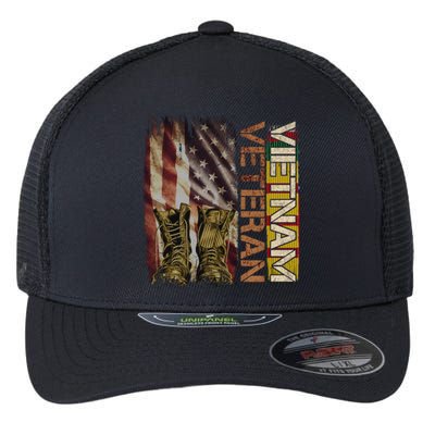 Vietnam Veteran America Flag Us Veterans Day Gift Flexfit Unipanel Trucker Cap