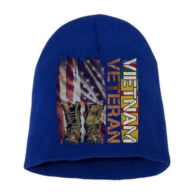 Vietnam Veteran America Flag Us Veterans Day Gift Short Acrylic Beanie