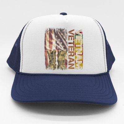 Vietnam Veteran America Flag Us Veterans Day Gift Trucker Hat