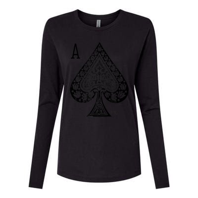 Vintage Victorian Ace Of Spades Poker Womens Cotton Relaxed Long Sleeve T-Shirt