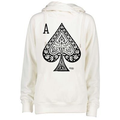 Vintage Victorian Ace Of Spades Poker Womens Funnel Neck Pullover Hood