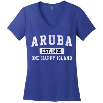 Vintage Varsity Aruba Gift Women's V-Neck T-Shirt
