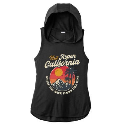 Vintage Visit Aspen California Dumb And Dumber Retro 90s Ladies PosiCharge Tri-Blend Wicking Draft Hoodie Tank