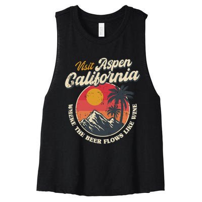 Vintage Visit Aspen California Dumb And Dumber Retro 90s Women's Racerback Cropped Tank