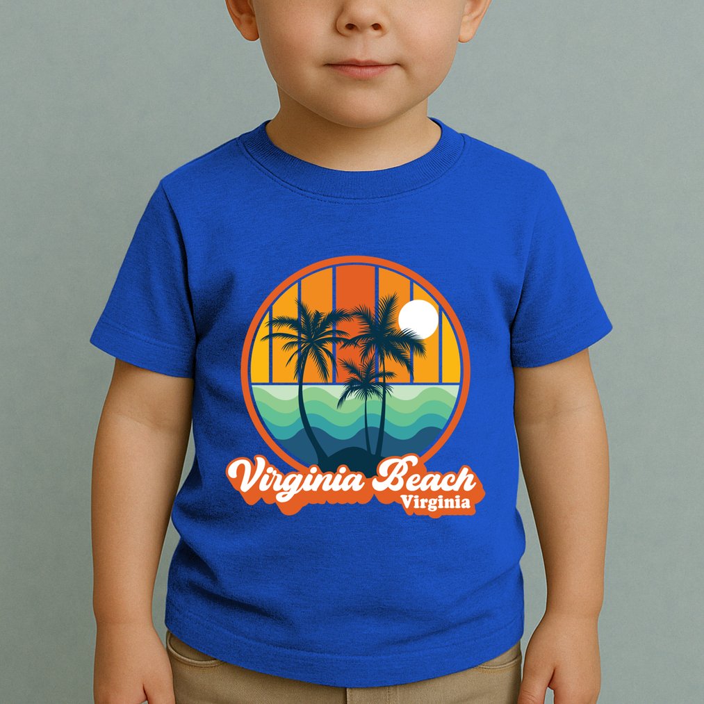 Vintage Virginia Beach Virginia Summer 90s Beach Souvenirs Funny Gift Toddler T-Shirt
