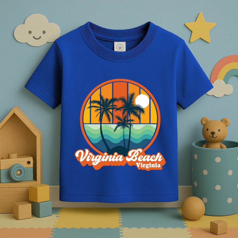 Vintage Virginia Beach Virginia Summer 90s Beach Souvenirs Funny Gift Toddler T-Shirt