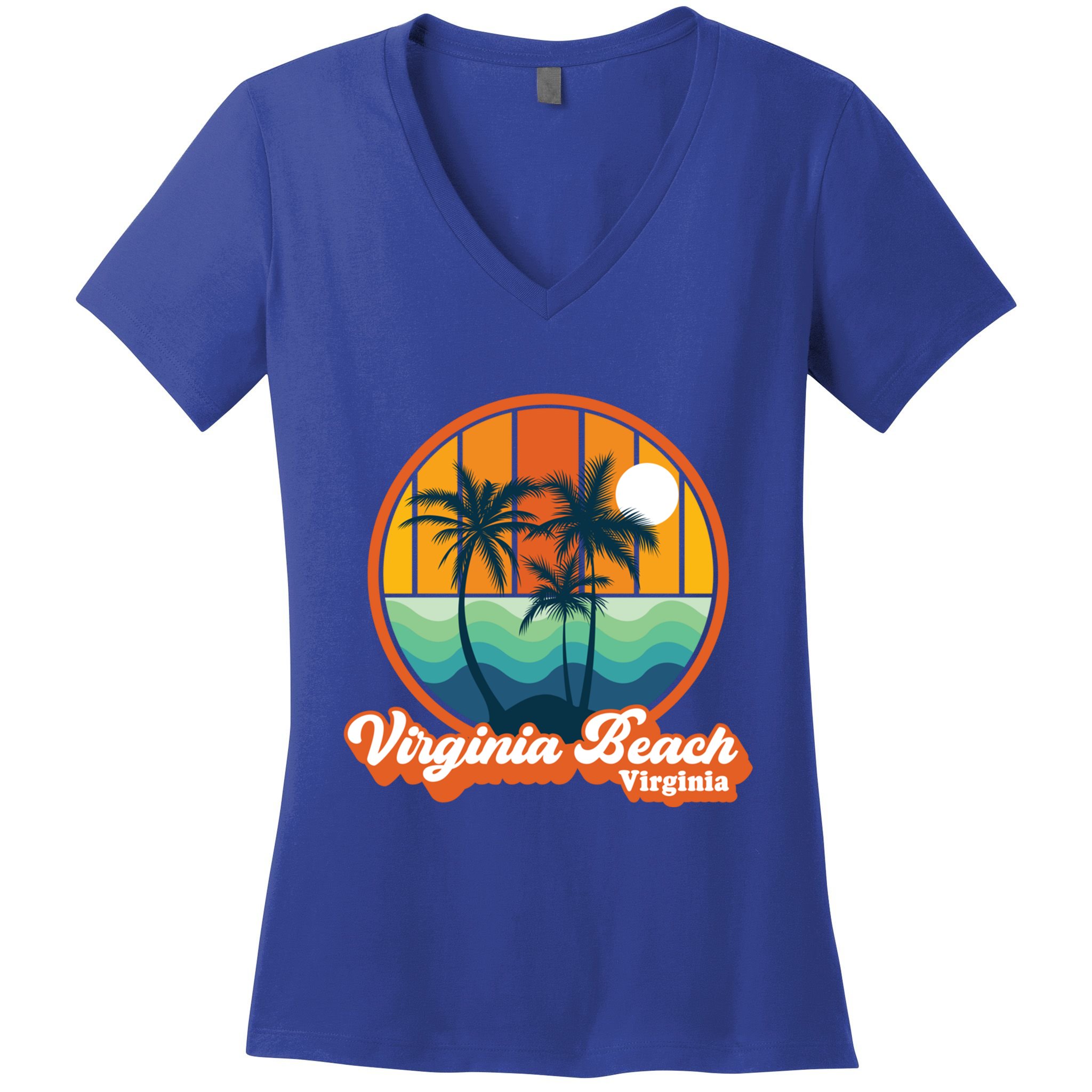 Vintage Virginia Beach Virginia Summer 90s Beach Souvenirs Funny Gift Women's V-Neck T-Shirt