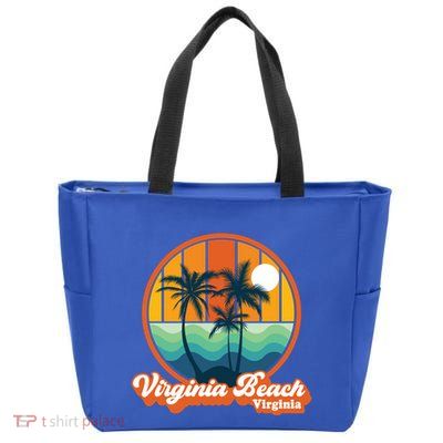 Vintage Virginia Beach Virginia Summer 90s Beach Souvenirs Funny Gift Zip Tote Bag