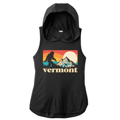 Vintage Vermont Bigfoot Sasquatch Wilderness Ladies PosiCharge Tri-Blend Wicking Draft Hoodie Tank