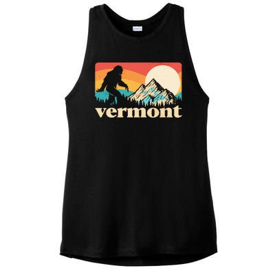 Vintage Vermont Bigfoot Sasquatch Wilderness Ladies PosiCharge Tri-Blend Wicking Tank