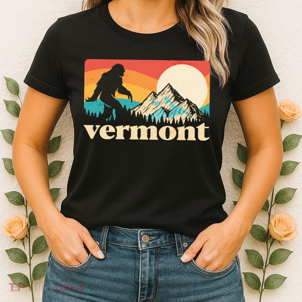 Vintage Vermont Bigfoot Sasquatch Wilderness Womens T-Shirt