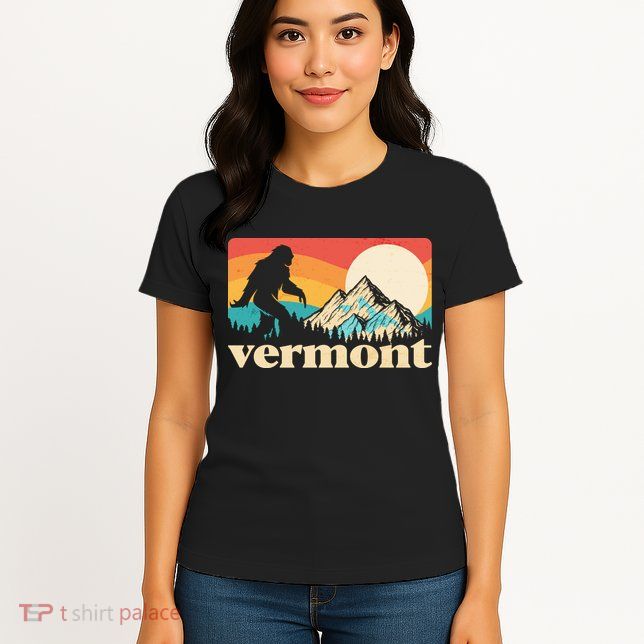 Vintage Vermont Bigfoot Sasquatch Wilderness Womens T-Shirt