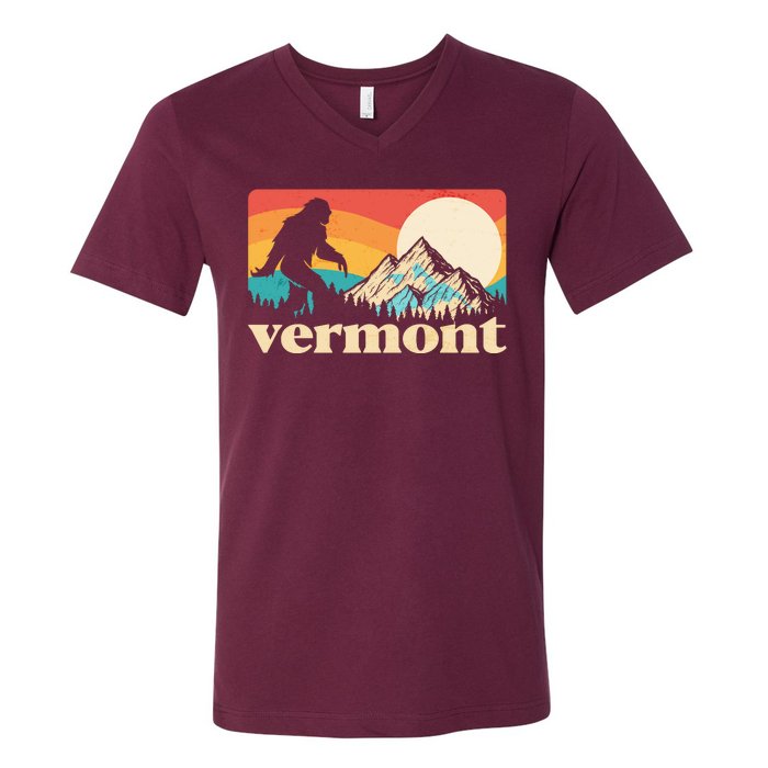 Vintage Vermont Bigfoot Sasquatch Wilderness V-Neck T-Shirt