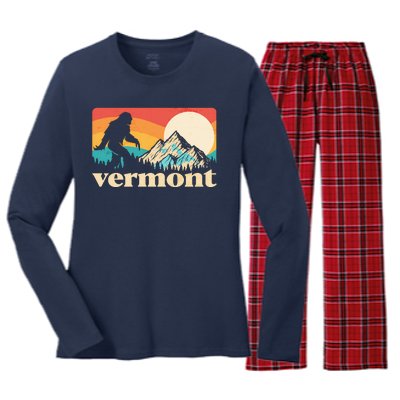 Vintage Vermont Bigfoot Sasquatch Wilderness Women's Long Sleeve Flannel Pajama Set 