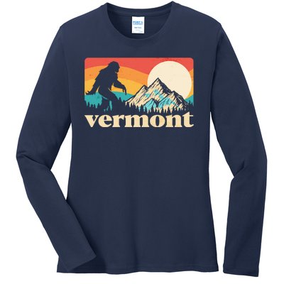 Vintage Vermont Bigfoot Sasquatch Wilderness Ladies Long Sleeve Shirt