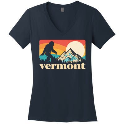 Vintage Vermont Bigfoot Sasquatch Wilderness Women's V-Neck T-Shirt