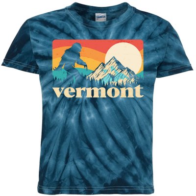 Vintage Vermont Bigfoot Sasquatch Wilderness Kids Tie-Dye T-Shirt