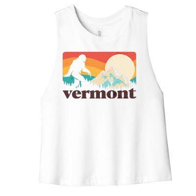 Vintage Vermont Bigfoot Sasquatch Wilderness Women's Racerback Cropped Tank