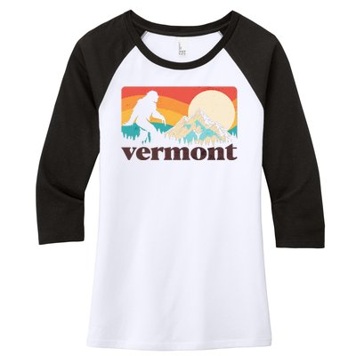 Vintage Vermont Bigfoot Sasquatch Wilderness Women's Tri-Blend 3/4-Sleeve Raglan Shirt