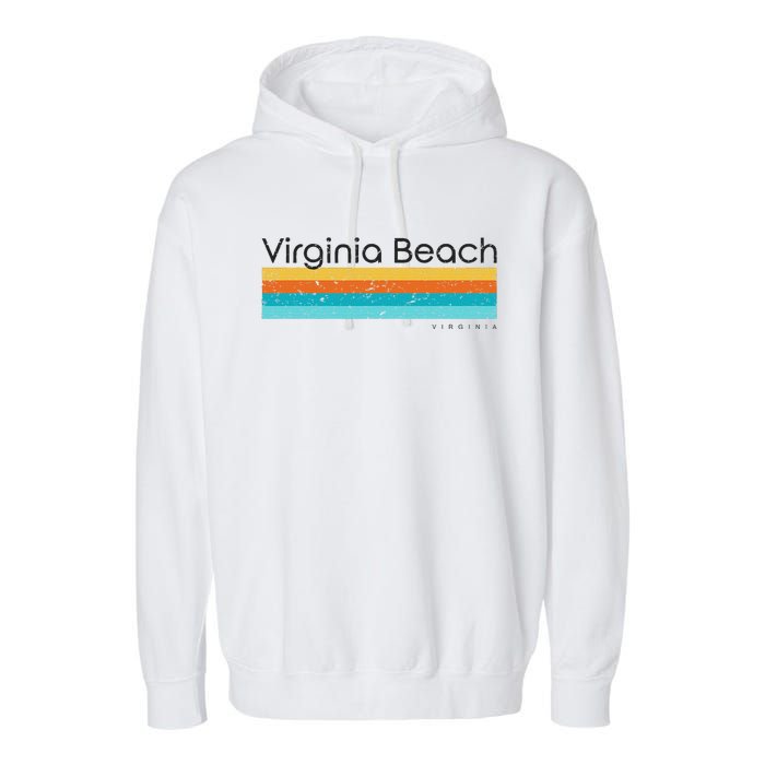 Vintage Virginia Beach Virginia Va Retro Design Garment-Dyed Fleece Hoodie