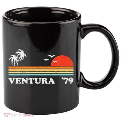 Vintage Ventura Beach California Retro Sunset Surf 70s Gift 11oz C Handle Ceramic Mug