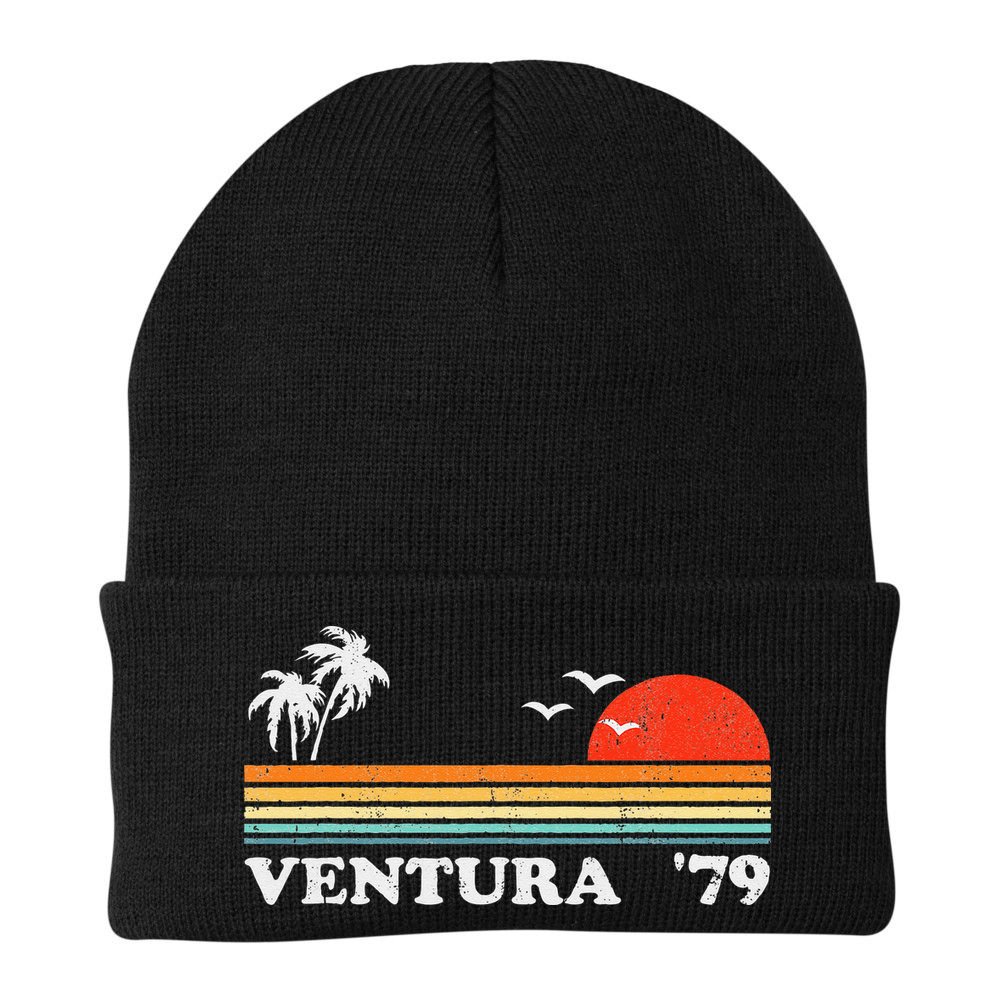 Vintage Ventura Beach California Retro Sunset Surf 70s Gift Beanie
