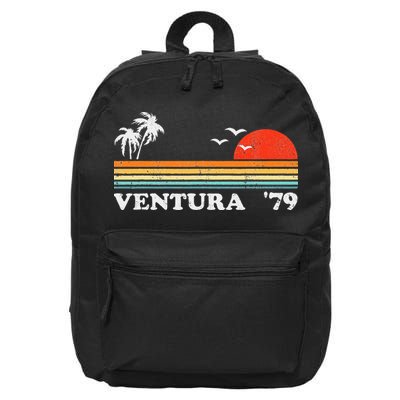 Vintage Ventura Beach California Retro Sunset Surf 70s Gift 16 in Basic Backpack