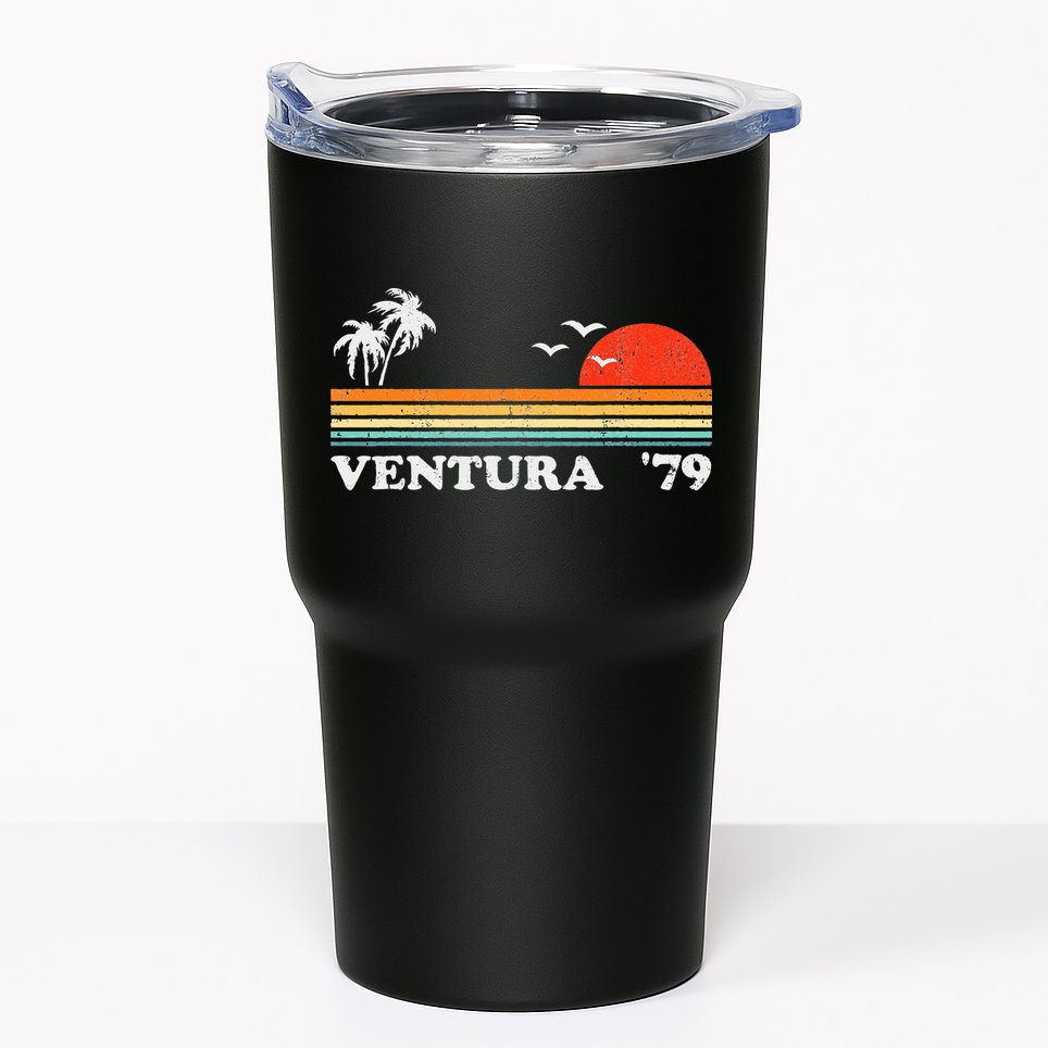 Vintage Ventura Beach California Retro Sunset Surf 70s Gift Tumbler