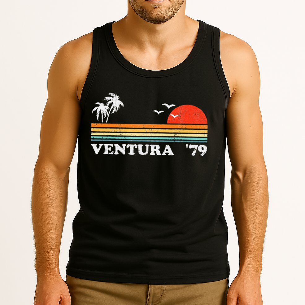 Vintage Ventura Beach California Retro Sunset Surf 70s Gift Tank Top