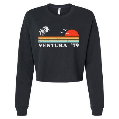 Vintage Ventura Beach California Retro Sunset Surf 70s Gift Cropped Pullover Crew