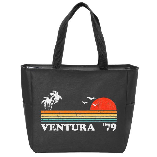 Vintage Ventura Beach California Retro Sunset Surf 70s Gift Zip Tote Bag