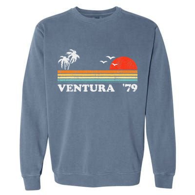 Vintage Ventura Beach California Retro Sunset Surf 70s Gift Garment-Dyed Sweatshirt
