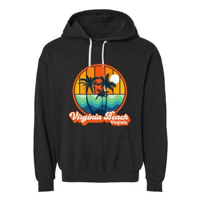 Vintage Virginia Beach Virginia Summer 90s Beach Souvenirs Garment-Dyed Fleece Hoodie