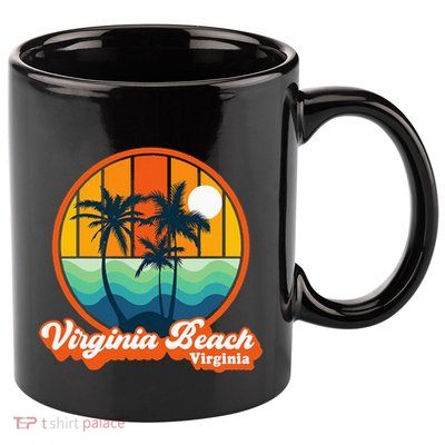 Vintage Virginia Beach Virginia Summer 90s Beach Souvenirs 11oz C Handle Ceramic Mug