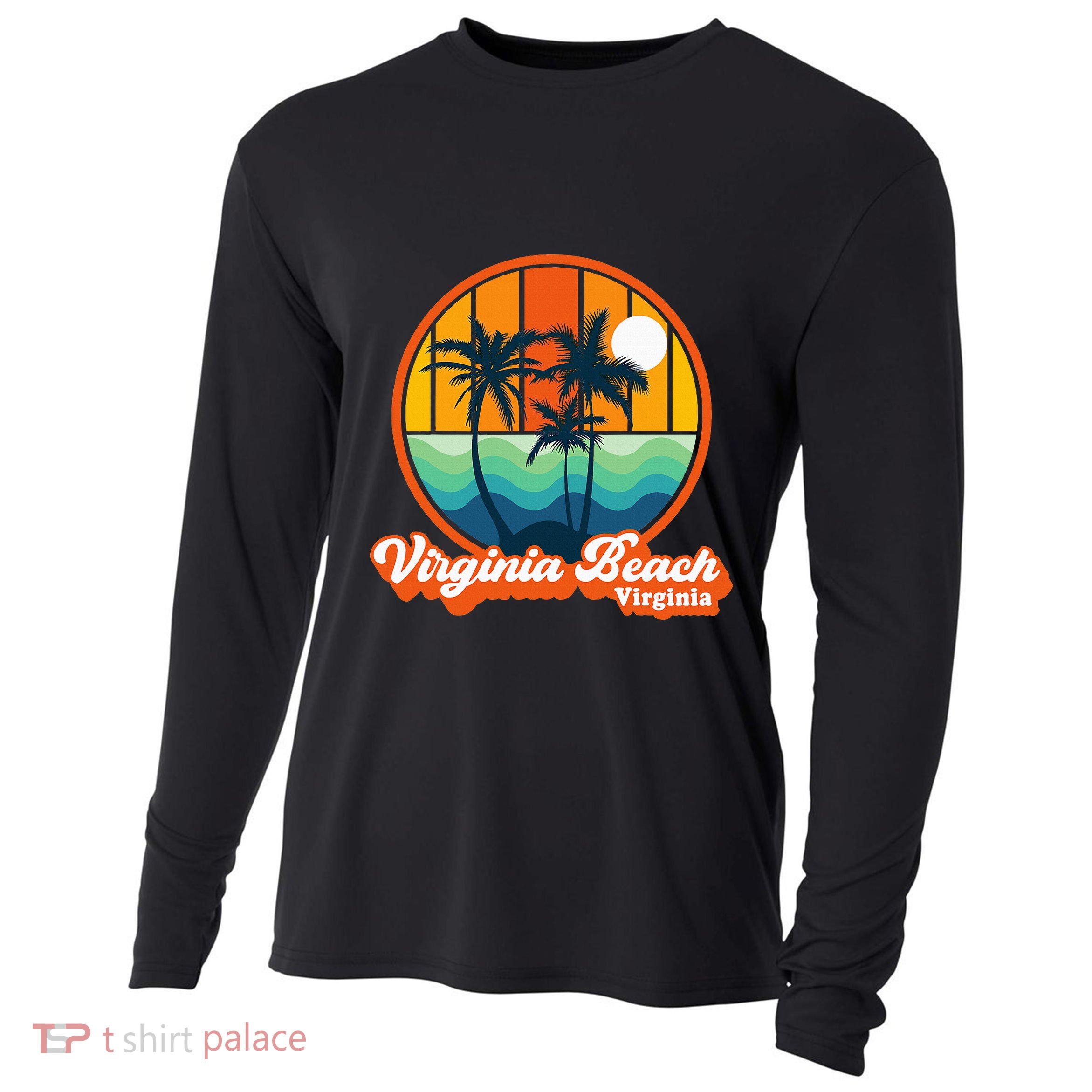 Vintage Virginia Beach Virginia Summer 90s Beach Souvenirs Cooling Performance Long Sleeve Crew